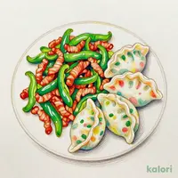 青椒肉絲と四色餃子コンビセット