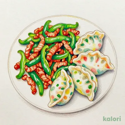 青椒肉絲と四色餃子コンビセット