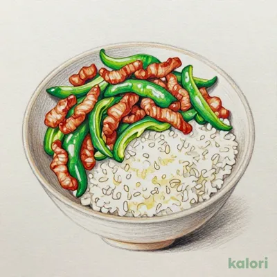 青椒肉絲（丼）