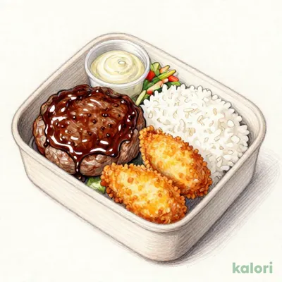 【牡蠣フェア】手ごねハンバーグ&牡蠣フライ弁当