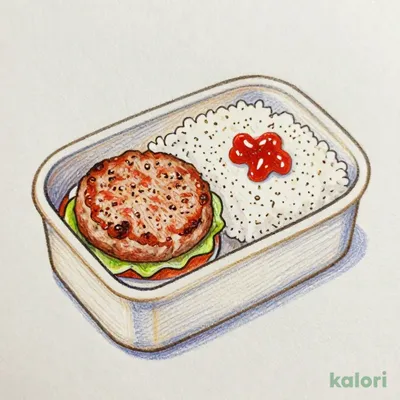 Kids' Hand-Kneaded Hamburger Steak Bento with Ketchup