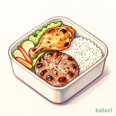Hand-kneaded Hamburg Steak (150g) & Grilled Chicken Bento