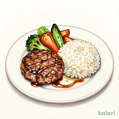 TO 手ごねハンバーグ200g Don ライス大盛り・グリル野菜2倍