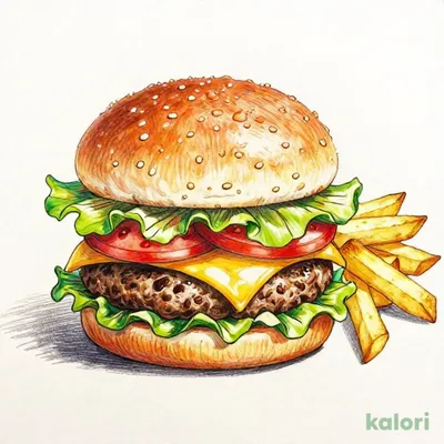 Beef Burger with French Fries
