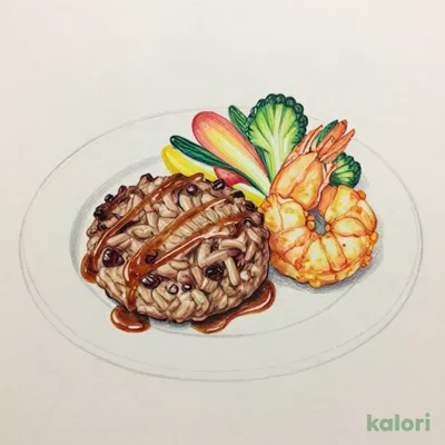 ランチ 手ごねハンバーグ&エビフライ