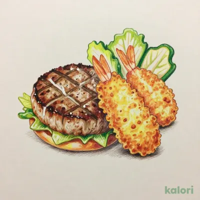大俵ハンバーグ250g&エビフライ
