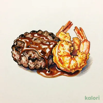 手ごねハンバーグ&エビフライ