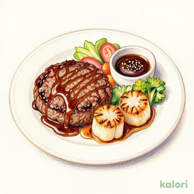 Hand-Kneaded Hamburg Steak & Grilled Scallops
