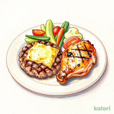 炙りチーズ大俵ハンバーグ150g&グリルチキン