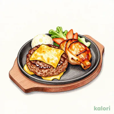 Seared Cheese Daitawara Hamburger Steak 200g & Grilled Chicken