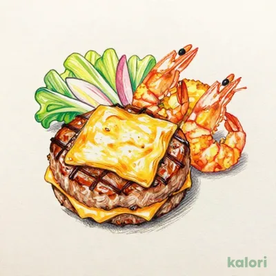炙りチーズ大俵ハンバーグ200g＆エビフライ