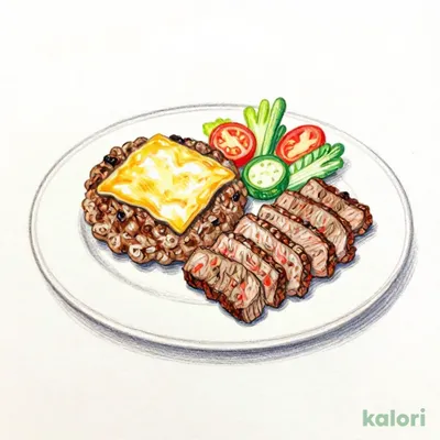 Seared Cheese Jumbo Hamburg Steak 250g and Cut Steak