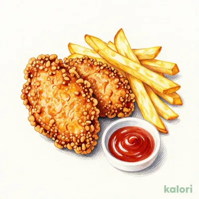 Fried Chicken (2 pcs) & Fries with Ketchup