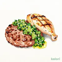 (チミチュリソース付) 手ごねハンバーグ150g&グリルチキン100g