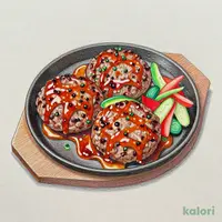 【麻辣ソース付】大俵ハンバーグのトリプルグリル250g