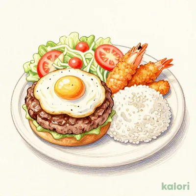 Bikkuri Fried Shrimp and Hamburg Steak, Hamburg Large