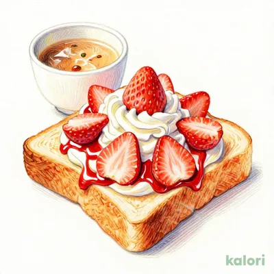 Strawberry Whipped Cream Toast Set (with Miso Soup or Drink)