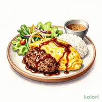 オムデミチーズバーグディッシュランチ（みそ汁付） L