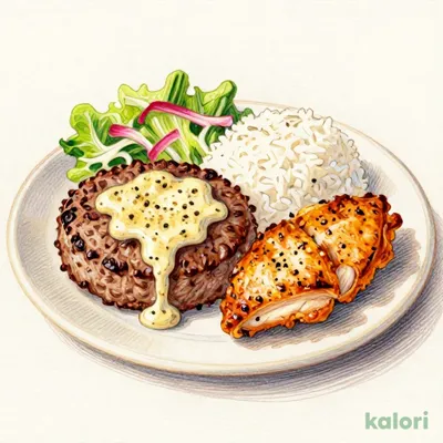 ガーリックチキン＆ハンバーグ ハンバーグL