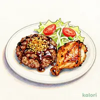 ガーリックチキン&ハンバーグ ハンバーグS
