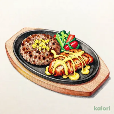 ガーリックチキン＆ハンバーグステーキ ハンバーグM