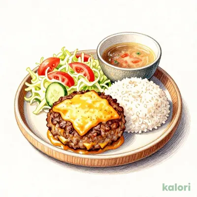 Cheese Hamburg Dish Lunch with Miso Soup (M)