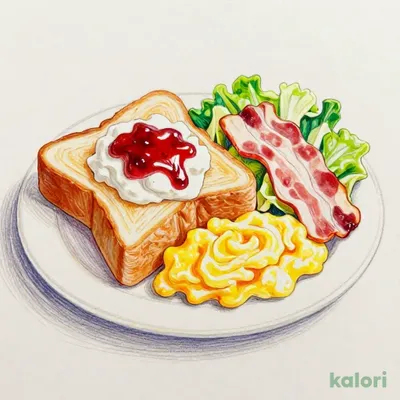 Donkey Special Breakfast (Scrambled Eggs) with Strawberry Whipped Cream Toast