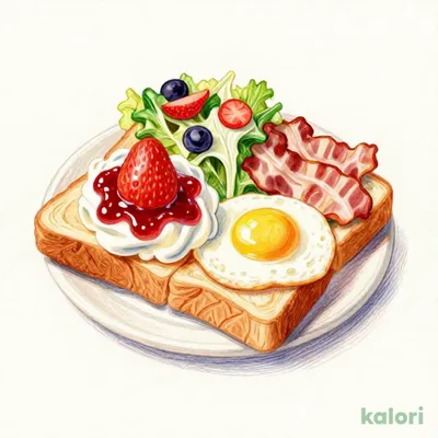 Donkey Special Breakfast (Fried Egg) with Strawberry Whipped Cream Toast