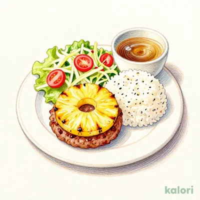 Pineapple Burger Dish Lunch with Miso Soup (Medium)