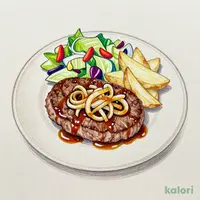 Misuji Steak & Hamburg Steak (Medium), Onion Sauce