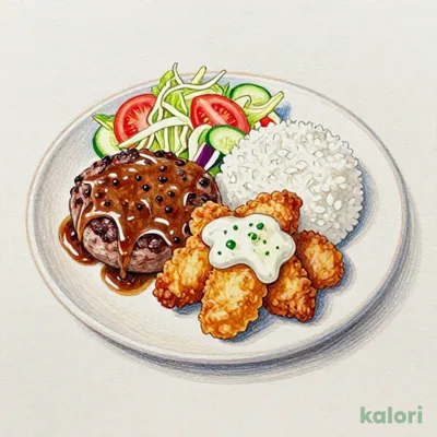 タルタルザンギ&ハンバーグディッシュ ハンバーグM