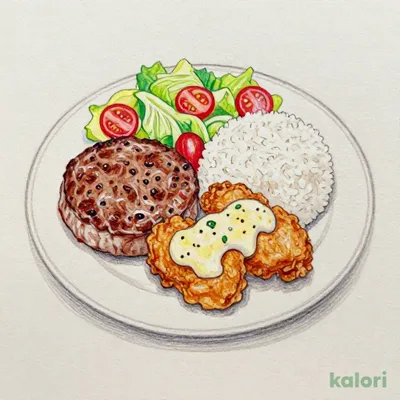 タルタルザンギ&ハンバーグディッシュ ハンバーグS