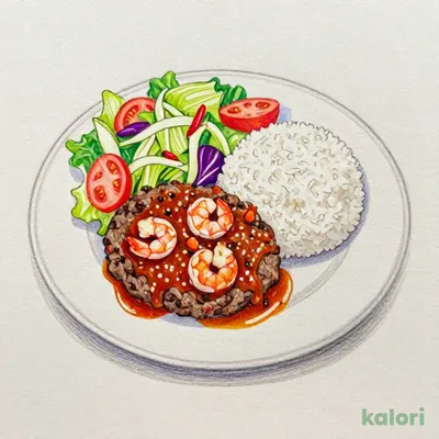 海老チリ＆ハンバーグディッシュ ハンバーグM
