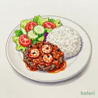 海老チリ＆ハンバーグディッシュ ハンバーグS