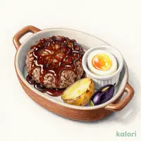 デミハンバーグステーキ温泉たまご添え