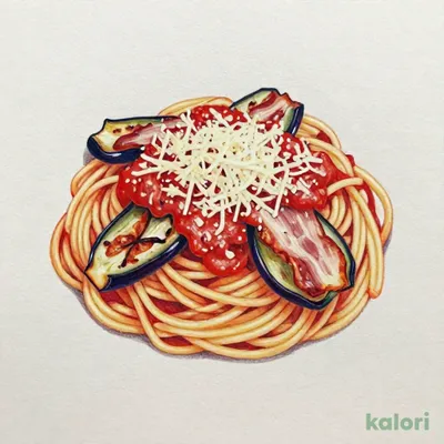グリルなすとベーコンのトマトソースパスタ