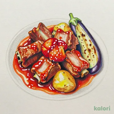 スペアリブとグリル野菜　トマトソースの軽い煮込み