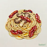 セミドライトマトときのこのペペロンチーノ