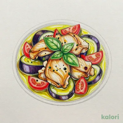 チキントマト茄子のバジルアヒージョ