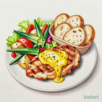 ランチ・おすすめプレートチキンのグリルマスタードソース