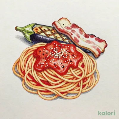 ランチ・グリルなすとベーコンのトマトソースパスタ