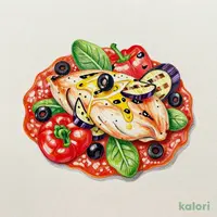 夜バケセット・蒸し鶏とグリル野菜のトマトソース