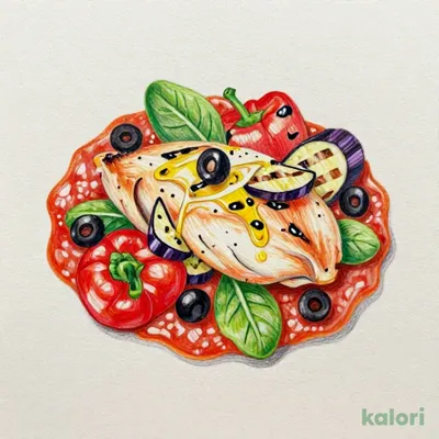 夜バケセット・蒸し鶏とグリル野菜のトマトソース