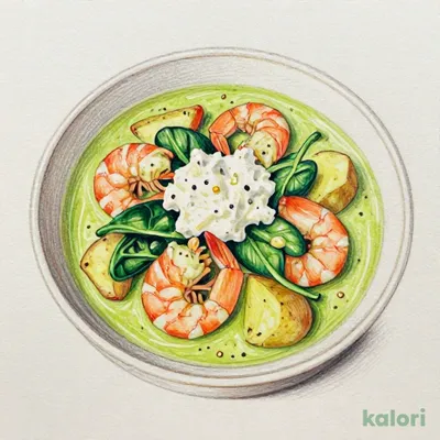旬・小海老とほうれん草とグリーンカレー