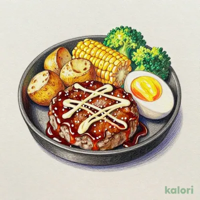 温泉たまごの照り焼きビーフハンバーグ