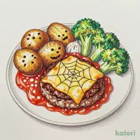 ガーリックトマトソースのハロウィンハンバーグ（ビーフハンバーグ）