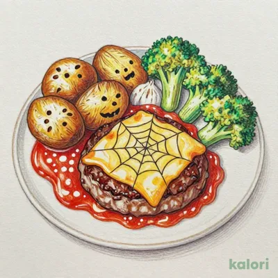 ガーリックトマトソースのハロウィンハンバーグ（ビーフハンバーグ）