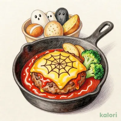 ガーリックトマトソースのハロウィンハンバーグ
