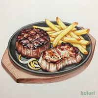Charcoal-Grilled Ganko Hamburger Steak and Kurose Spice Grilled Pork
