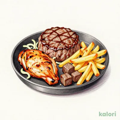 Charcoal-Grilled Ganko Hamburger Steak & Mixed Grill